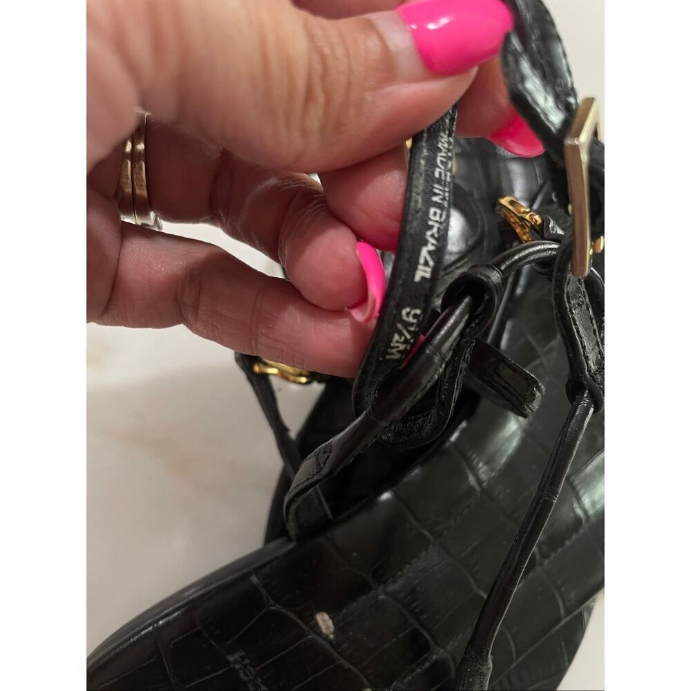 Tory Burch Croc Embossed Footbed Leather Thong strap sandals size 9.5 - Picture 5 of 7